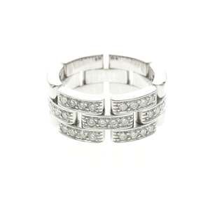 CARTIER 18k Silver Diamond Maillon Panthere Ring